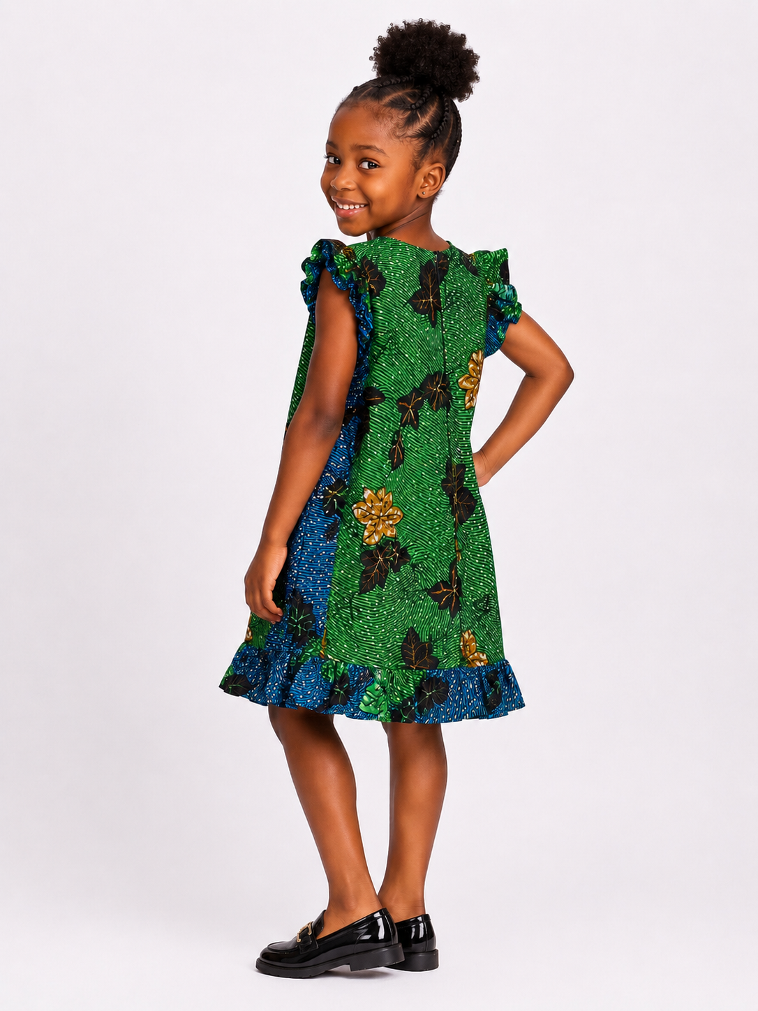 EMERALD DE"VINE" RUFFLE OMA DRESS - OM72737EMGR