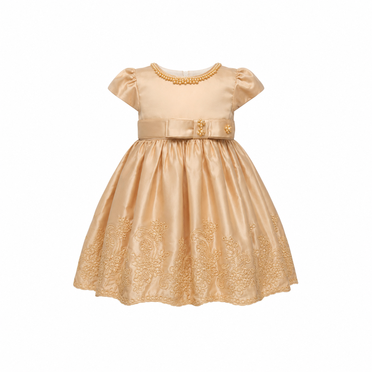 CARA BEADED GOLD DRESS MD055GLD 0MTH-2YR