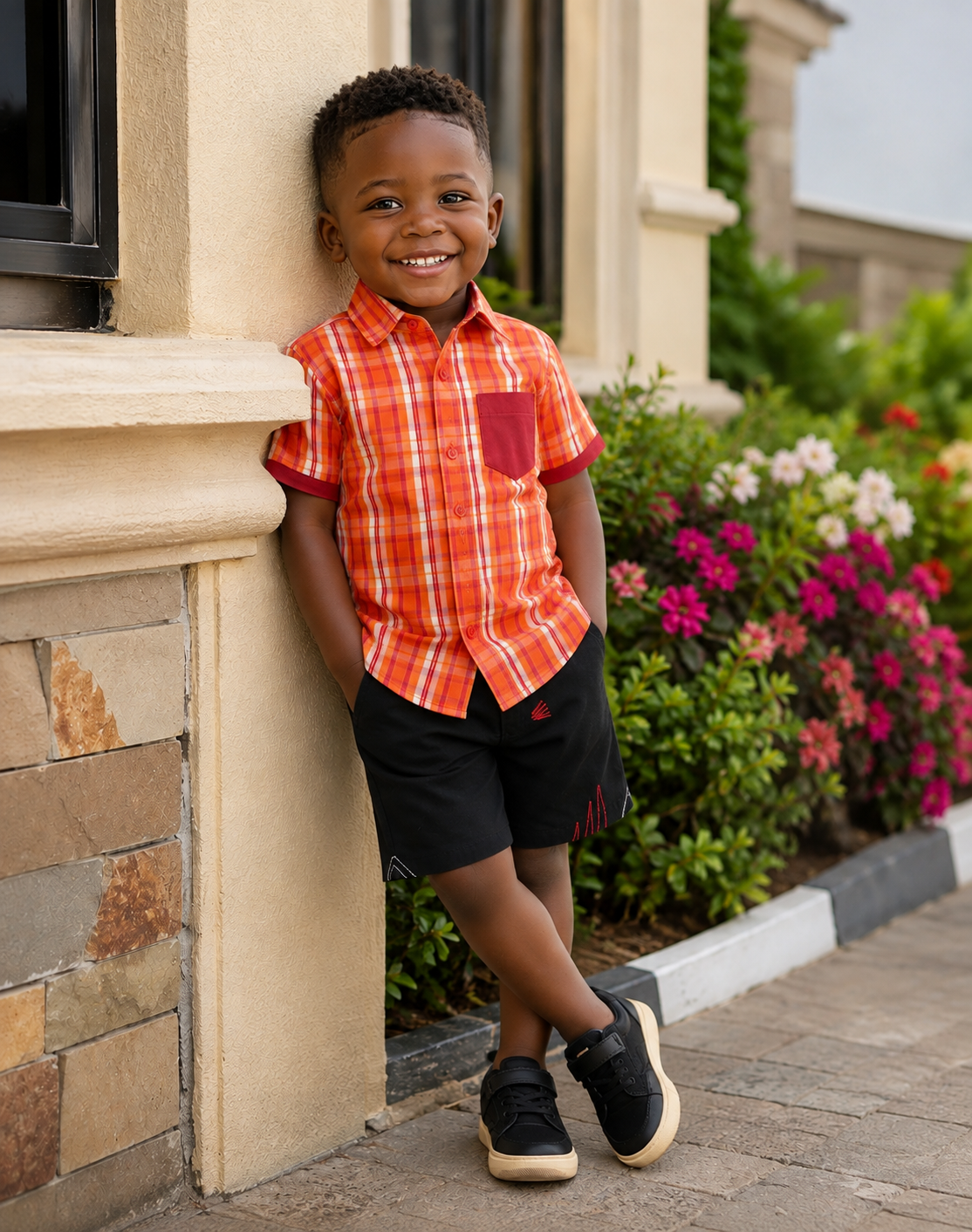 BLACK CONTRAST STITCH EXPLORER SHORTS - B449MBLK