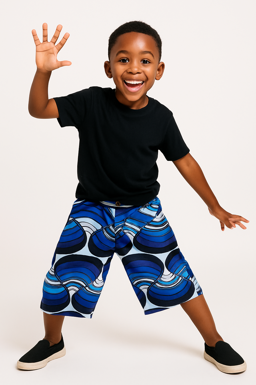 BLUE BAMIDELE 3/4 ANKARA SHORTS OMABSH100 6-12YRS