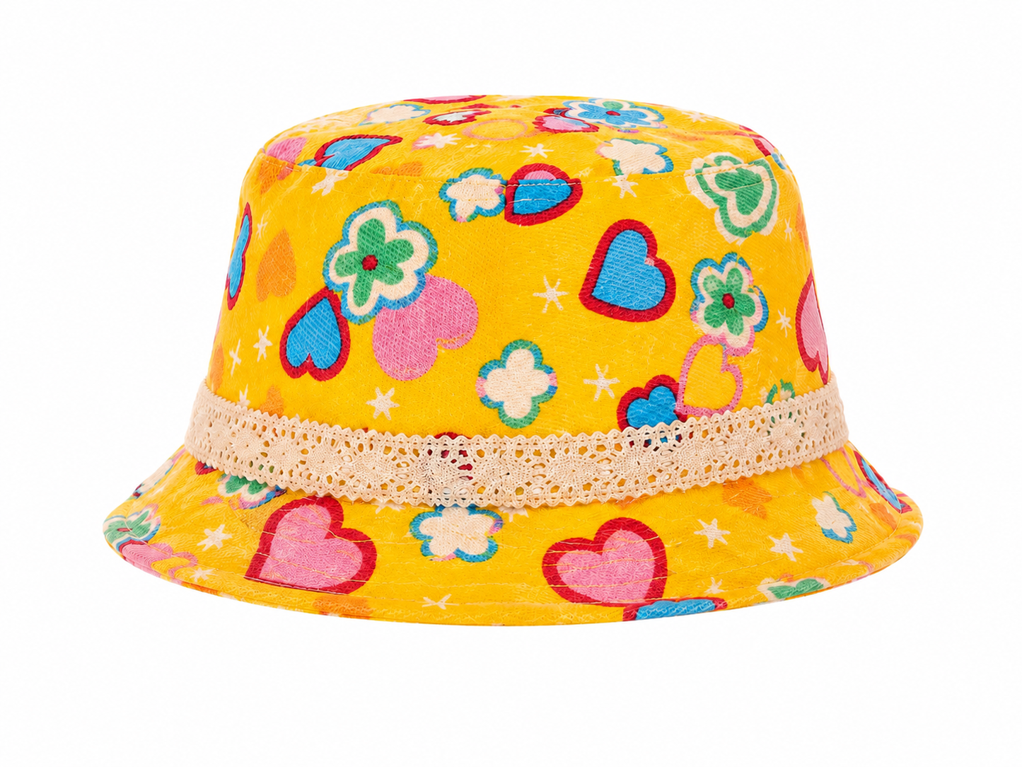 SUNSHINE HEARTS & BLOOMS BUCKET HAT - CPH003MTIYLW