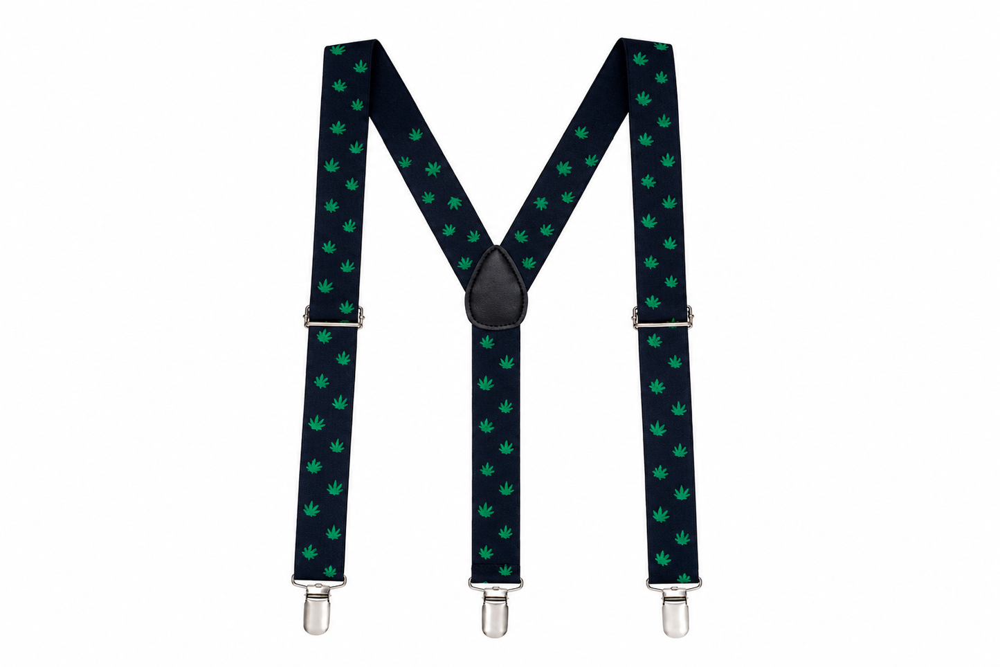 SWEET GREEN LEAF PRINT SUSPENDERS - B49MNBLKGRNLF