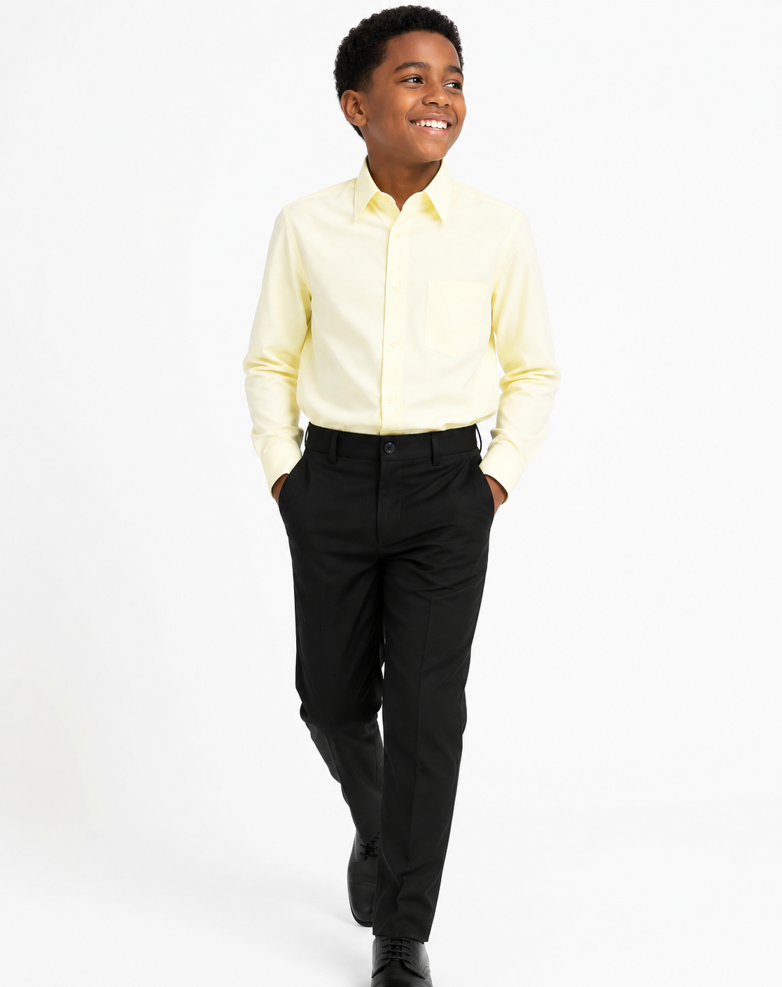 BOYS CLASSIC LIGHT CREAMY LEMON LONG SLEEVE FORMAL SHIRT (18 MTH -18 YRS) - A5821104CRLM