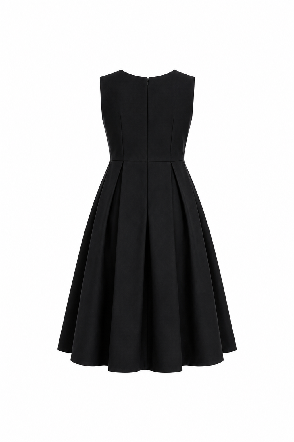 ANNA BLACK PLEATED DRESS WITH GOLD ACCENTS - AB317BLK