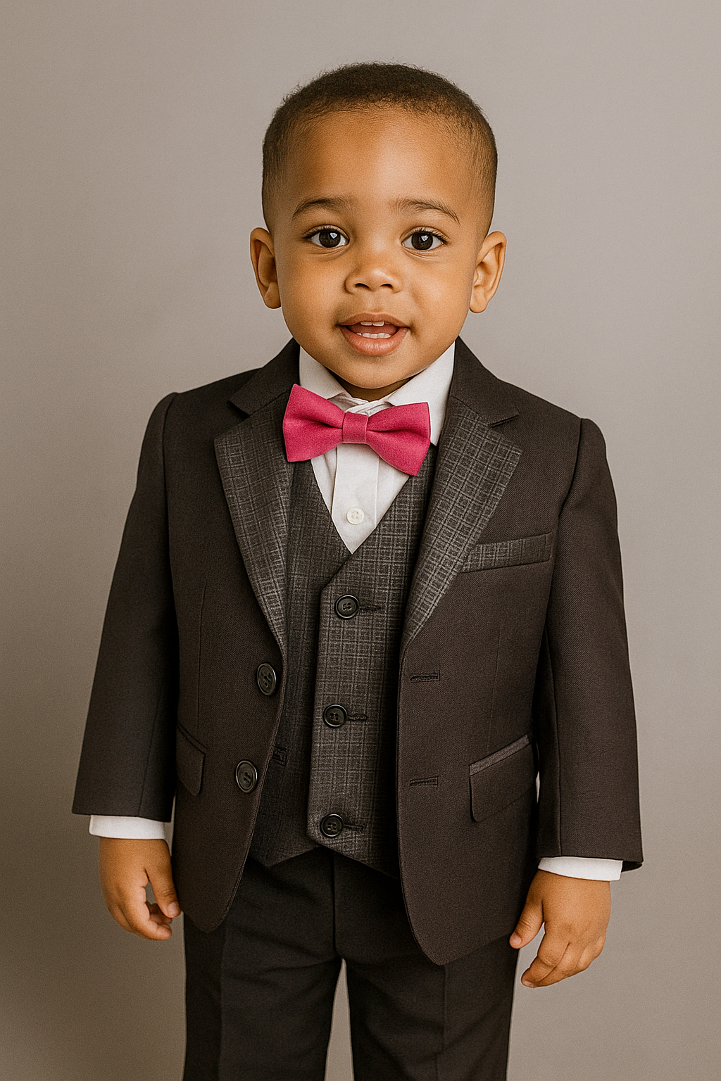 BENJAMIN 3PC BOYS BLACK SUIT - MS1139BLK  9MTHS-2YRS