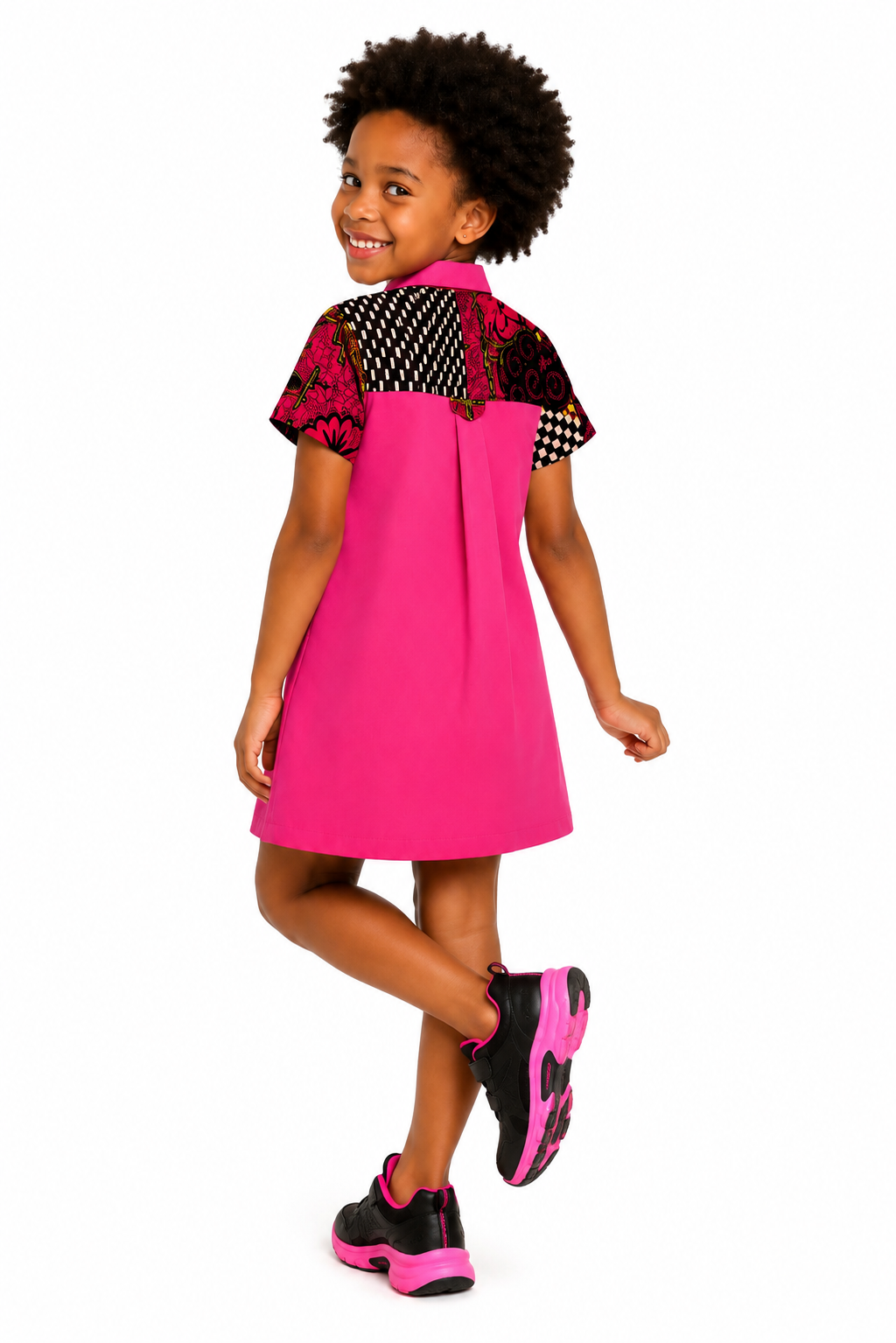 OMA AMOKE ANKARA SHIRT DRESS - OMA203APINK (7-12YEARS)