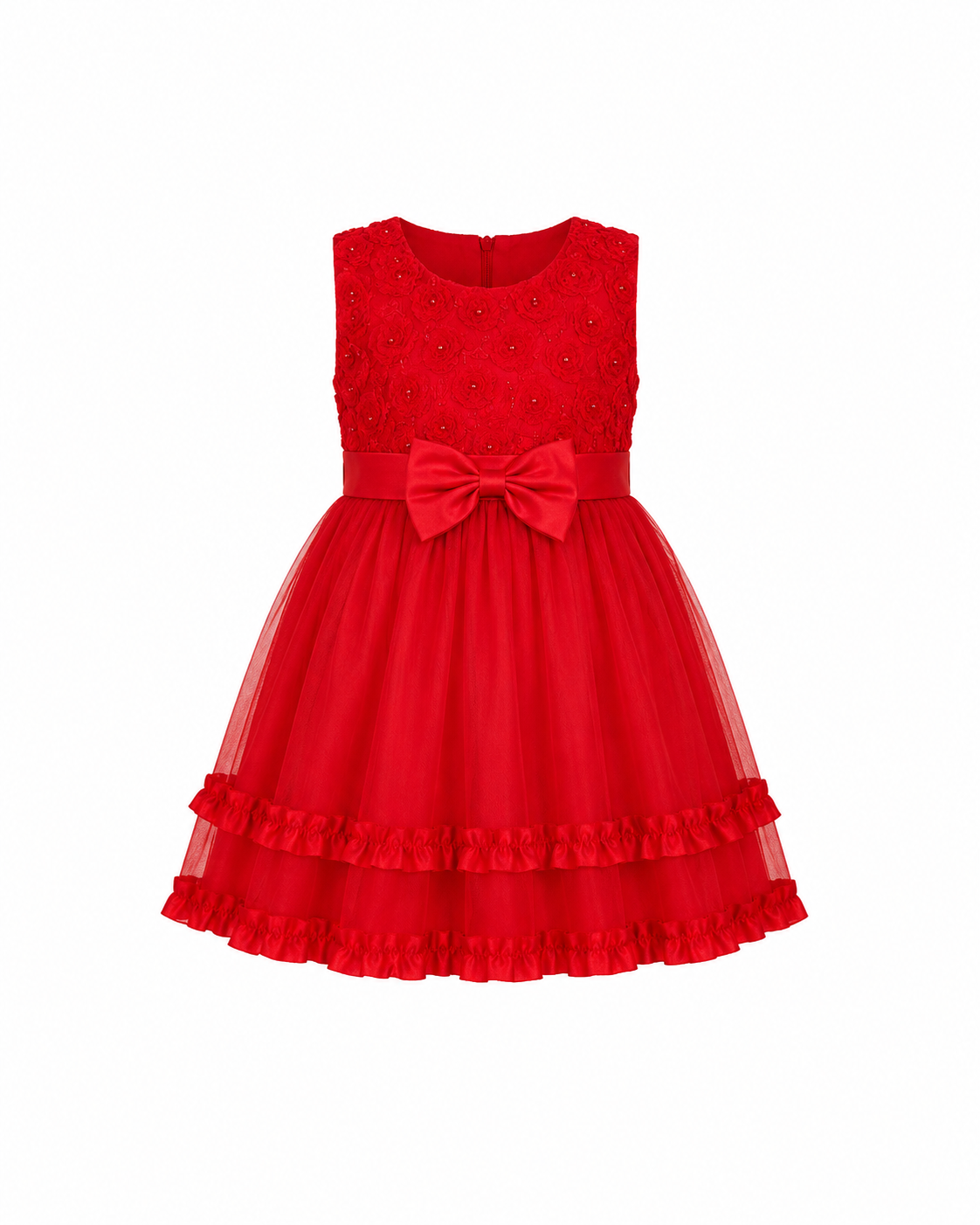 RED DOUBLE LAYER PARTY DRESS MS3301RED
