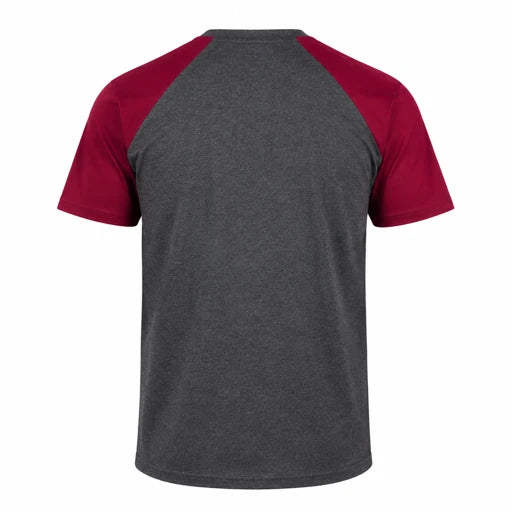 DARK GREY/BURGUNDY BROOKSVILLE T SHIRT : BT204 8-16YRS