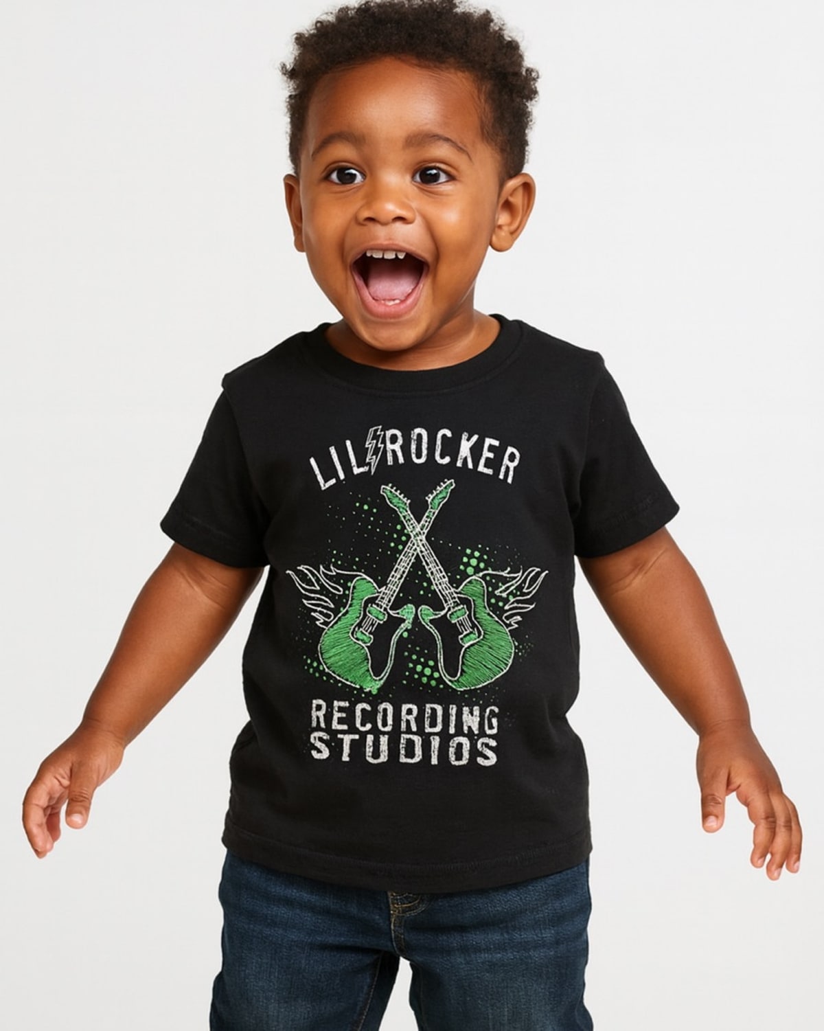 BLACK LIL ROCKER TEE- WSD107 (1-3YEARS)