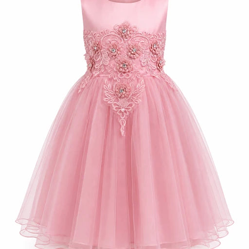 BLUSH ROSE ALIYAH STONED PETAL DRESS MD18PNK 3-10YRS