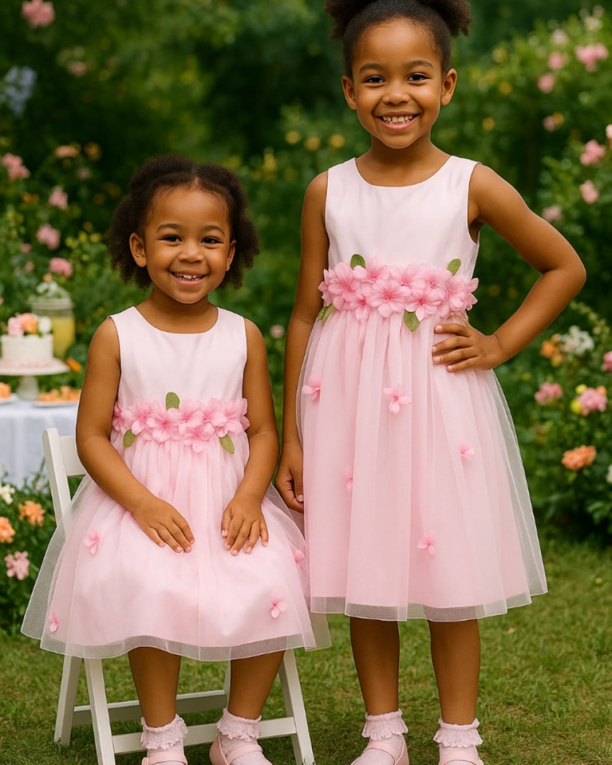 PINK PETAL DETAIL PARTY DRESS - SMD108PNK