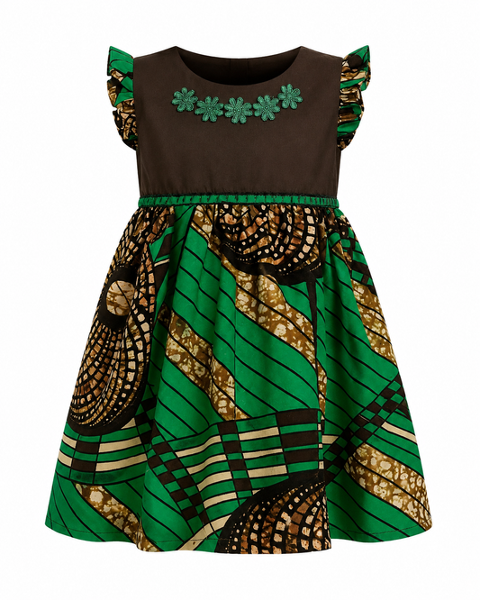 EMERALD BLOOM ANKARA BABY SUN-DRESS (1-6YR) - MD2326354 1-6YRS