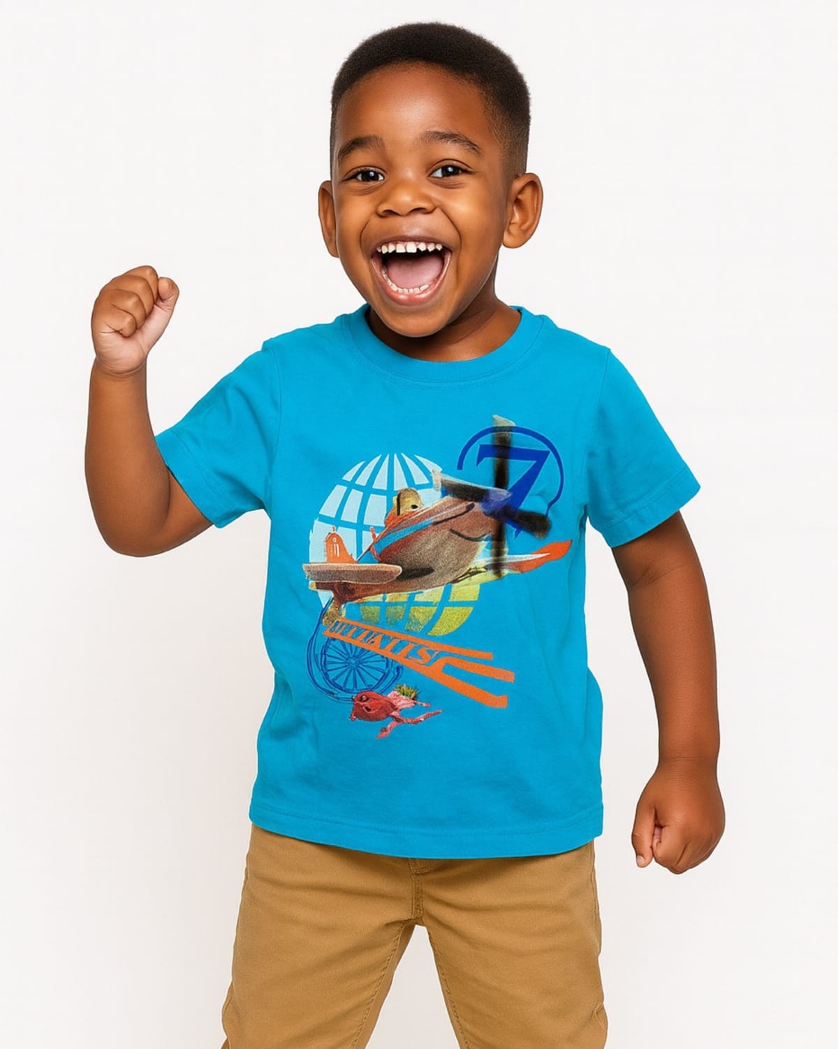 TURQUOISE BLUE DUSTY PLANES TEE SHIRT - WSD110TQBL