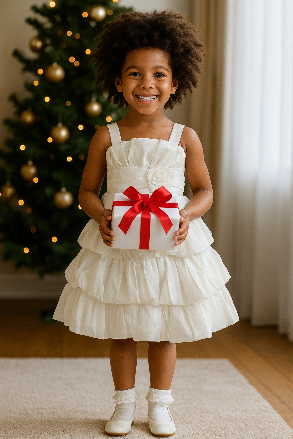 🌼IVORY STRAPPY TIERED PARTY DRESS - SMD101IVY 2-8YRS