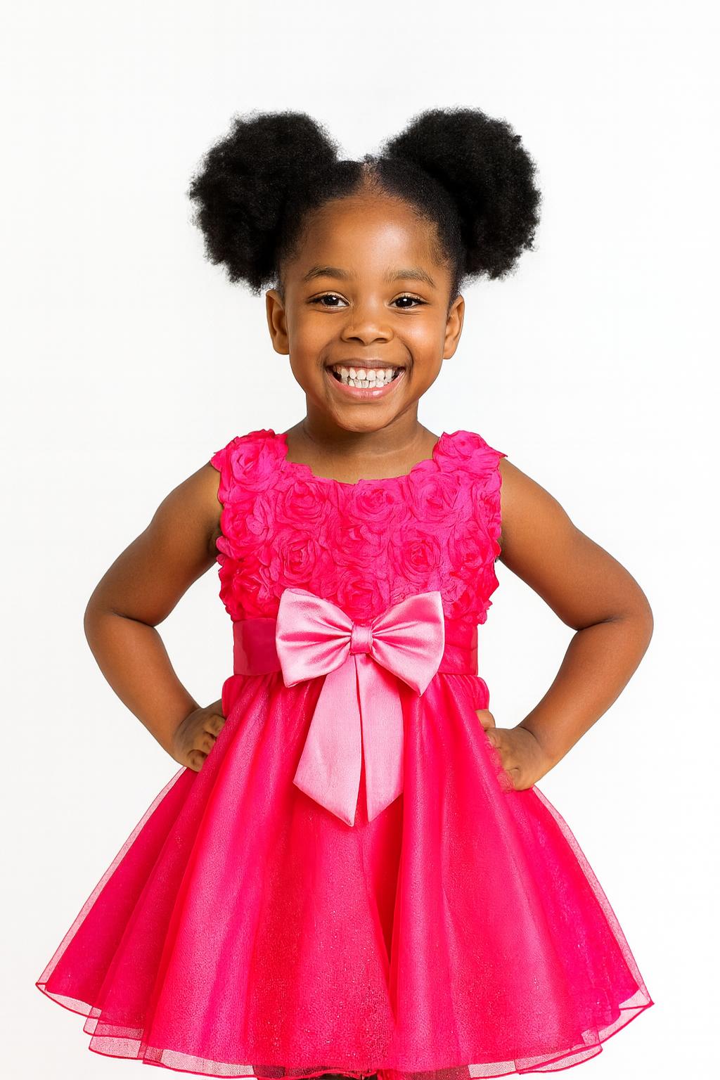 FUCHSIA ROSETTE PRINCESS PARTY DRESS - MSDRCRS 12MTH- 10YR