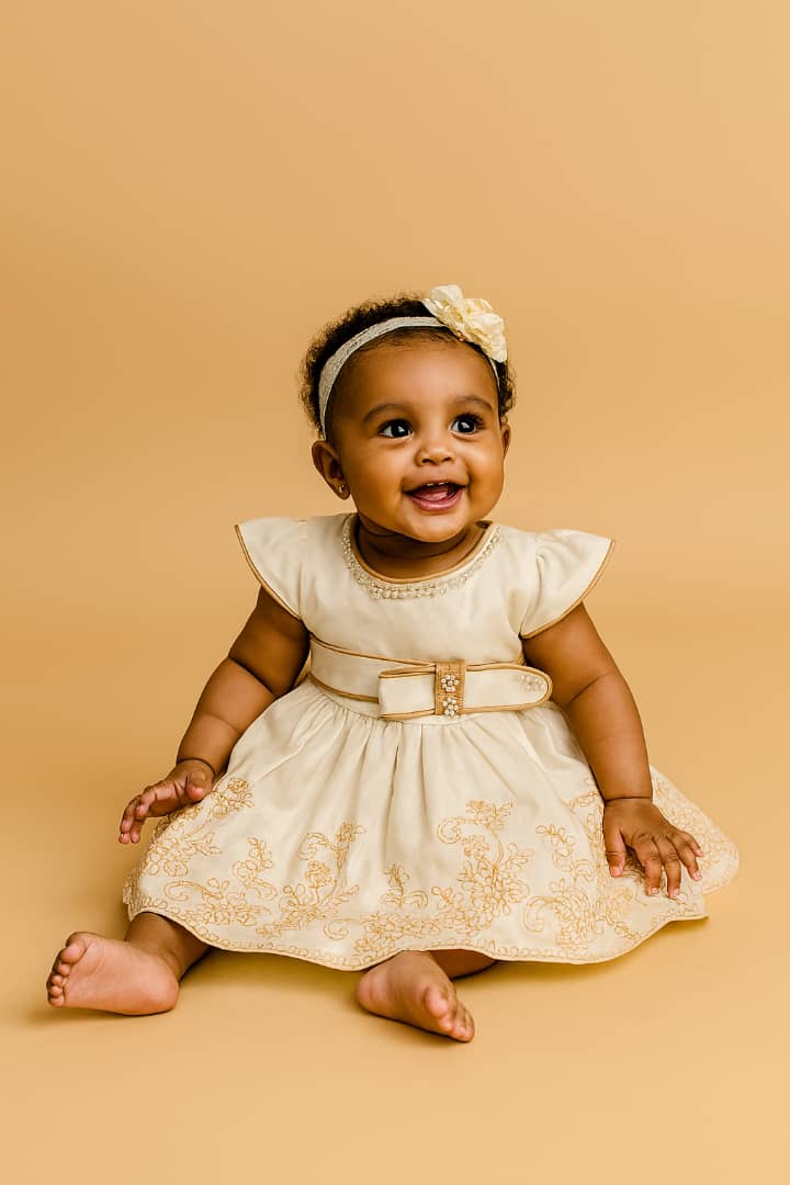 CARA BEADED DRESS IVORY MD055IVY 0MTH-2YR