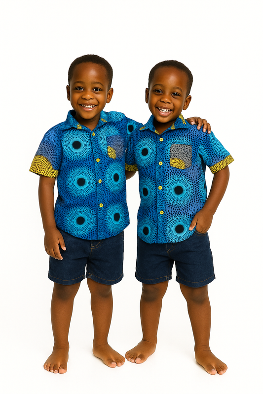 BLUE OMA EME S/SL SHIRT H08BL 4-10YR