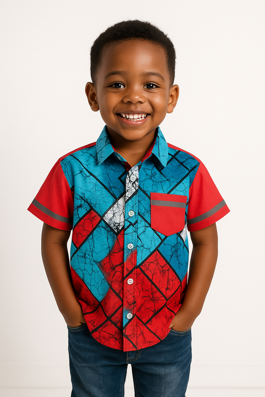 TEJIRI BOLD ANKARA PATCH SHIRT OMBSR100 3-6YRS