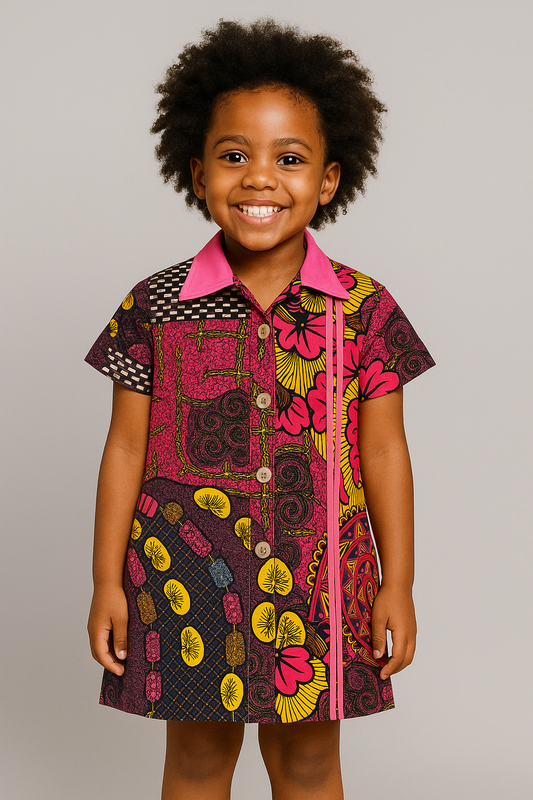 OMA AMOKE ANKARA SHIRT DRESS OMA203APINK 7-12YR