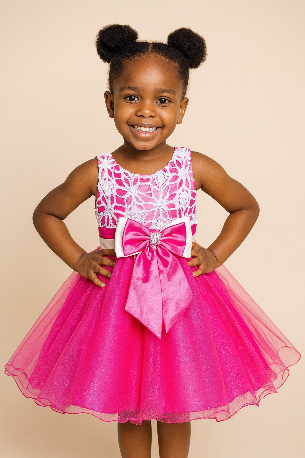 FUCHSIA PINK TISSUE PARTY DRESS SMS819FPNK 12MTH-6YRS