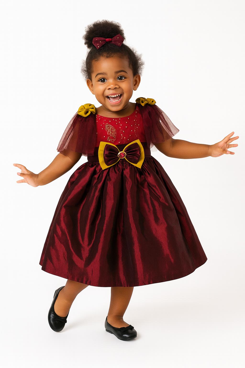 BURGUNDY CAMMIE PARTY DRESS A652BUR  2-6YRS