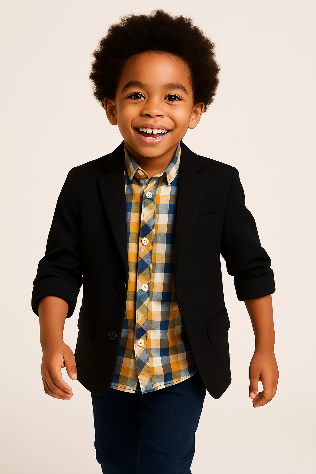 SUNSHINE BOYS' CHECK LONG SLEEVE SHIRT - G10415334MUSBL  1YR-10YR