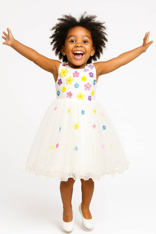 IVORY PETAL DRESS MD13IVY 4-10YRS