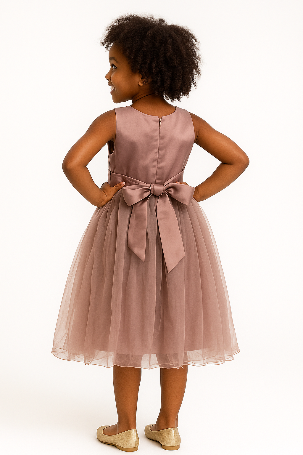 DUSTY MAUVE ANGELA BEADED PETAL DRESS - MD14DMVE