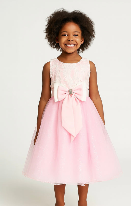 LIGHT PINK TISSUE PARTY DRESS SMS819LPNK  12MTH-6YRS