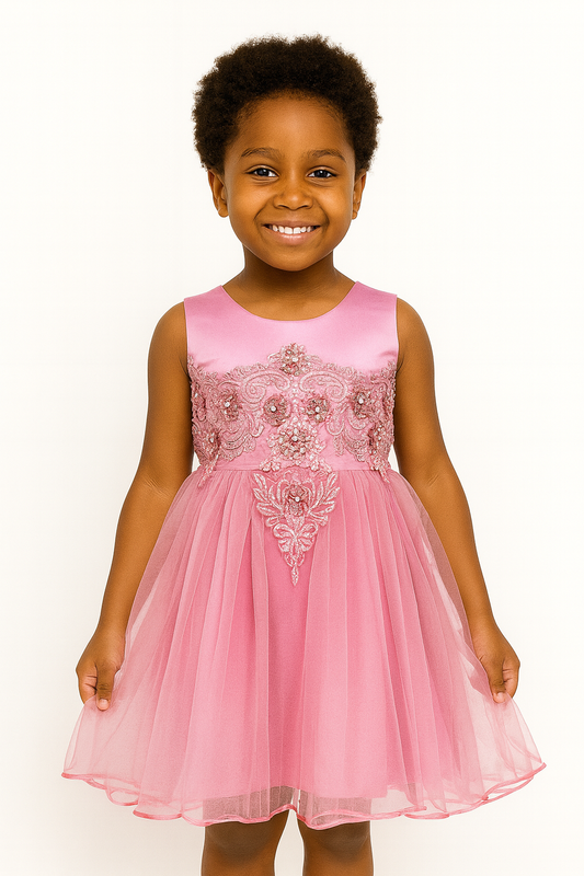 BLUSH ROSE ALIYAH STONED PETAL DRESS MD18PNK 3-10YRS