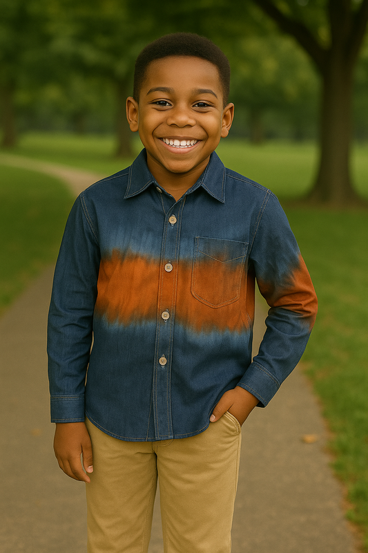 SUNSET WAVE TIE-DYE BUTTON - DOWN SHIRT H43624972 3-16YRS