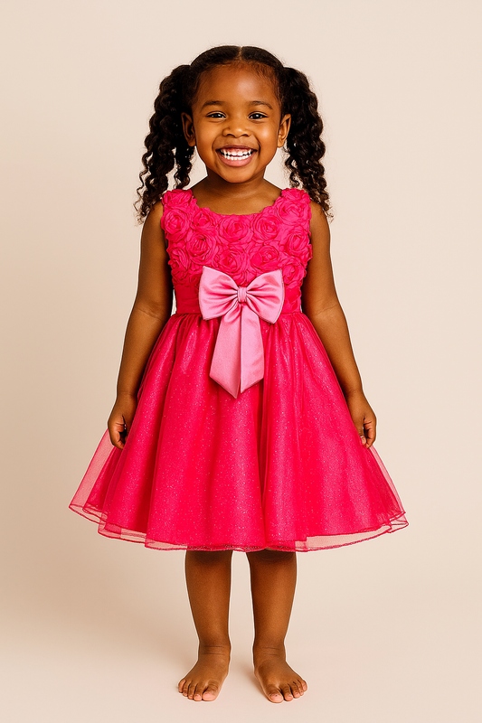 FUCHSIA ROSETTE PRINCESS PARTY DRESS - MSDRCRS 12MTH- 10YR