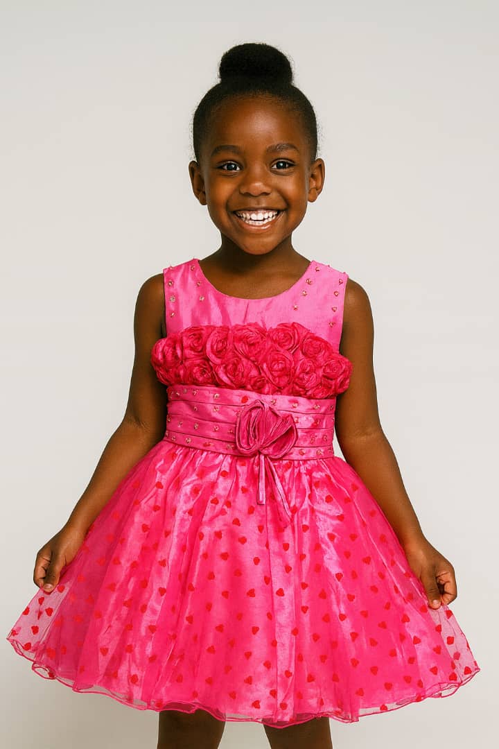 PINK ROSETTE PARTY HEART DRESS MS6022PNK 0mth-8YRS