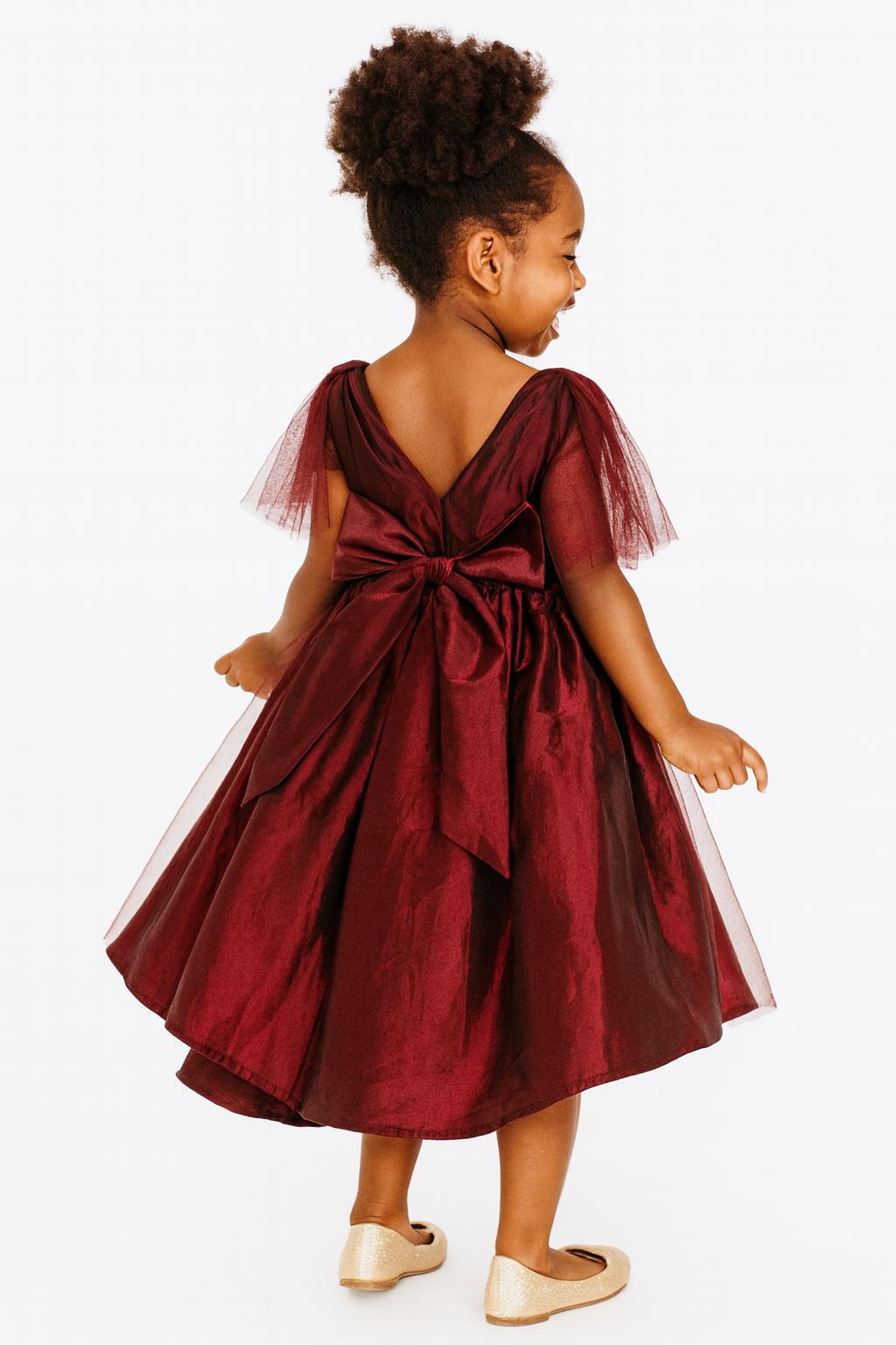 BURGUNDY CAMMIE PARTY DRESS A652BUR  2-6YRS